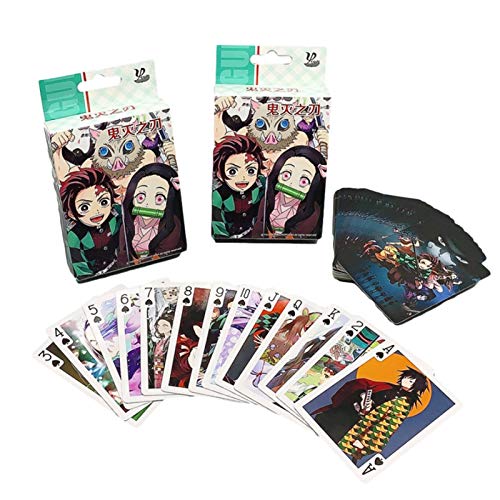 NEWMAN771Her Cartoon Demon Slayer Anime Poker Cards, Demon Slayer Anime Paper Poker para Entretenimiento de Fiesta Familiar