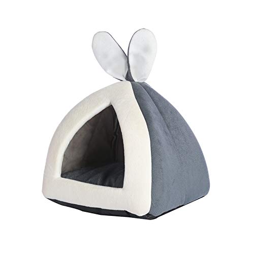 N/F Mousyee Cueva Suave Gato, Cama Gato, Carpa para Gatos de Franela, con Protección contra el Frío y una Lavable Almohada Cómoda, Acogedora y Cálida en Invierno para Gatos y Perros Pequeños (Gris)