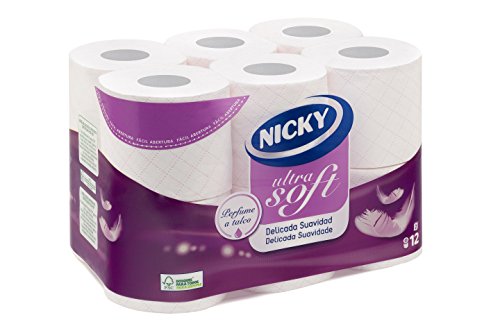 Nicky - Ultrasoft Extra Suave - Papel higiénico - 12 rollos (Papel WC) Nicky - Ultrasoft Extra Suave - Papel higiénico - 12 rollos (Papel WC)