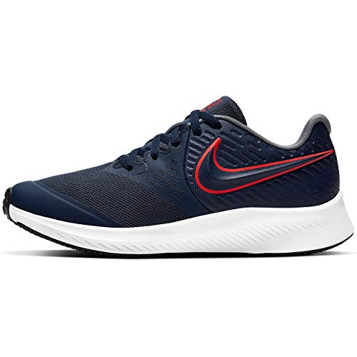 Nike Star Runner 2 (GS), Sneaker Unisex-Child, Midnight Navy/Bright Crimson-Smoke Grey, 37.5 EU