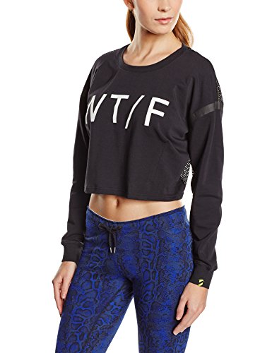 NIKE Sudadera Track and Field Cropped Crew, Mujer, Sweatshirt Track and Field Cropped Crew, Blanco/Negro, Extra-Large