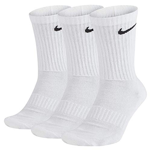 NIKE U NK Everyday Cush Crew 3Pr Socks, Unisex Adulto, White/Black, M