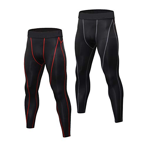 Niksa Mallas Hombre Gym Leggings Deporte Pantalón Largo de Compresión Negro XL