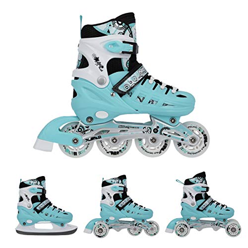 Nils NH10905 - Patines en línea para niños y niñas (4 en 1, ajustables, talla 39-42), color azul