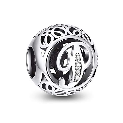 NINGAN Abalorios Charms Colgantes de Alfabeto Cuentas Plata de Ley 925 con Circonita cúbica Transparente Compatible con Pulsera Europeo, Charms de Letra para Mujer Niña (Letra P) NINGAN Abalorios Charms Colgantes de Alfabeto Cuentas Plata de Ley 925 con Circonita cúbica Transparente Compatible con Pulsera Europeo, Charms de Letra para Mujer Niña (Letra P)