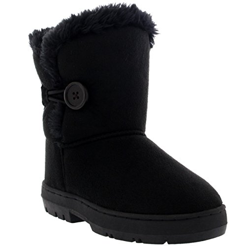 Niños Niñas Botón Invierno Forrada De Piel Nieve Lluvia Acogedor Botas - BLA30 - AEA0444 Niños Niñas Botón Invierno Forrada De Piel Nieve Lluvia Acogedor Botas - BLA30 - AEA0444