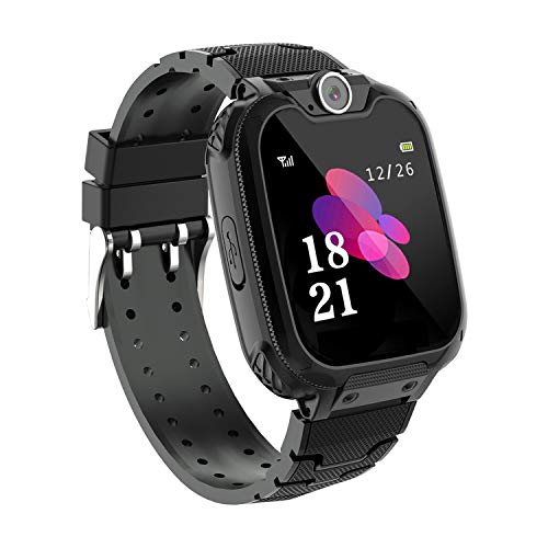 Niños Smart Watch Phone, La Musica Smartwatch para niños de 3-12 años Niñas con cámara Ranura para Tarjeta SIM Juego de Pantalla táctil Smartwatch Childrens Gift（Black）