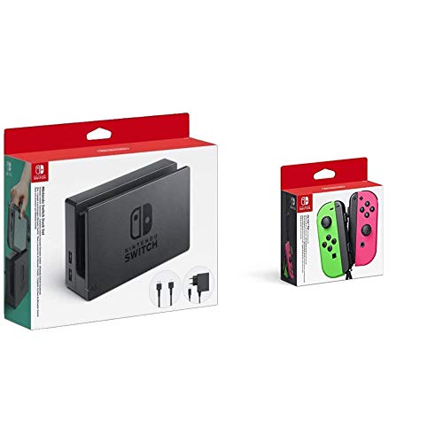 Nintendo - Dock Set Con Base Switch, Adaptador De Corriente Y Cable HDMI + Set De Dos Mandos Joy-Con, Color Verde Neón/Rosa Neón Nintendo - Dock Set Con Base Switch, Adaptador De Corriente Y Cable HDMI + Set De Dos Mandos Joy-Con, Color Verde Neón/Rosa Neón
