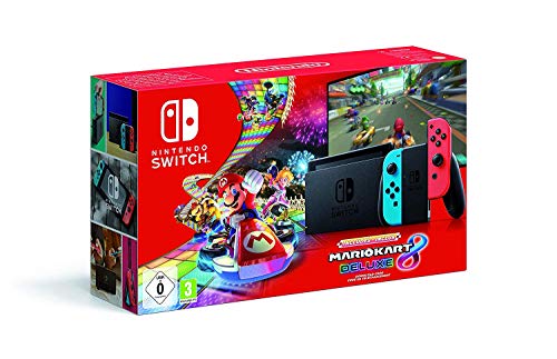 Nintendo Switch - Consola Nintendo Switch Rojo / Azul neón (Modelo 2019) + Mario Kart 8 Deluxe - Edición limitada
