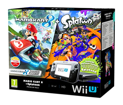 Nintendo Wii U - Consola Premium HW + Mario Kart 8 + Splatoon - Limitado