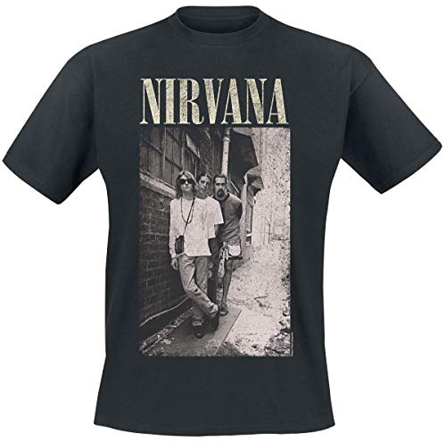Nirvana Camiseta Oficial de Manga Corta con Estampado Alleyway - Negro L