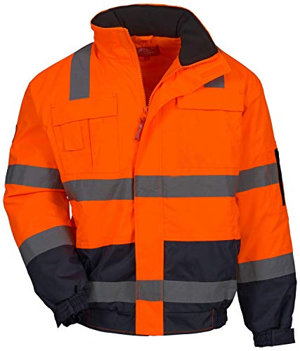 NITRAS Motion Tex Viz Plus Chaqueta Impermeable Reflectante para Trabajo - Alta Visibilidad - Ropa Laboral Hombre - Bomber - Piloto Diseño con Cintas Reflectantes