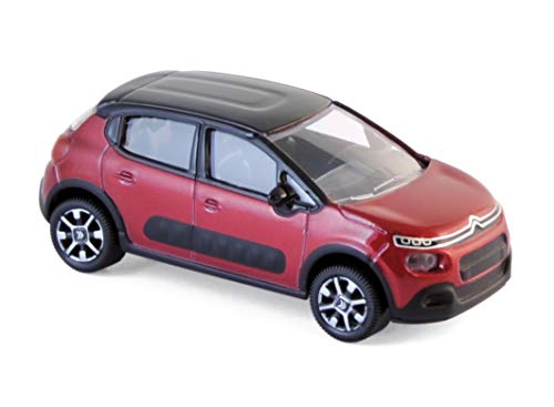 NOREV-Citroen-C3-2016 - Coche en Miniatura de colección, Color Rojo y Negro