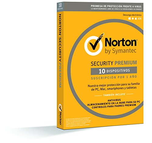 Norton Security Premium 2019 - Antivirus, PC/Mac/iOS/Android, 10 dispositivos, 1 año