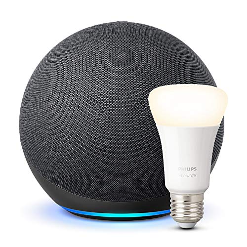 Nuevo Echo (4.ª generación), Antracita + Philips Hue White Bombilla LED E27 Nuevo Echo (4.ª generación), Antracita + Philips Hue White Bombilla LED E27