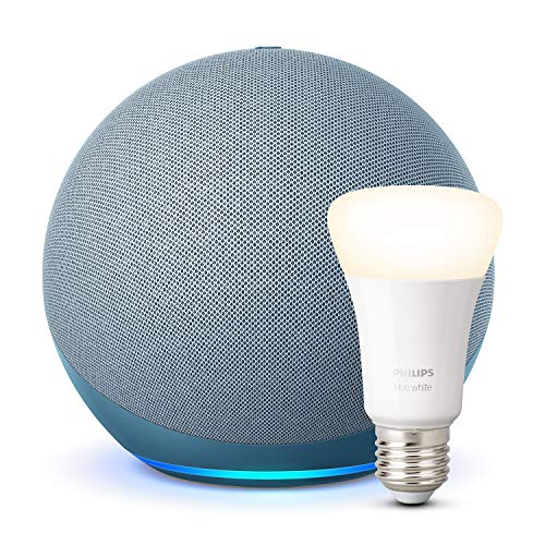 Nuevo Echo (4.ª generación), Azul grisáceo + Philips Hue White Bombilla LED E27