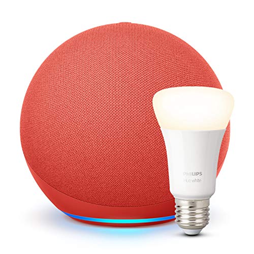 Nuevo Echo (4.ª generación), PRODUCT(RED) + Philips Hue White Bombilla LED E27