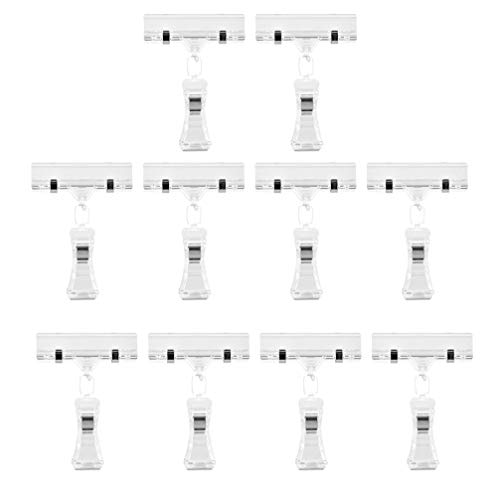 NUOBESTY - Pinzas de plástico para carteles con abrazadera giratoria para exhibir precios, juego de 10, transparente NUOBESTY - Pinzas de plástico para carteles con abrazadera giratoria para exhibir precios, juego de 10, transparente