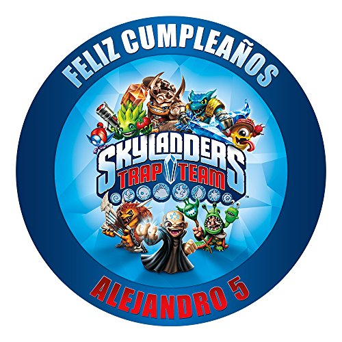 OBLEA de Papel de azúcar Personalizada, 19 cm, diseño de Skylanders Trap Team