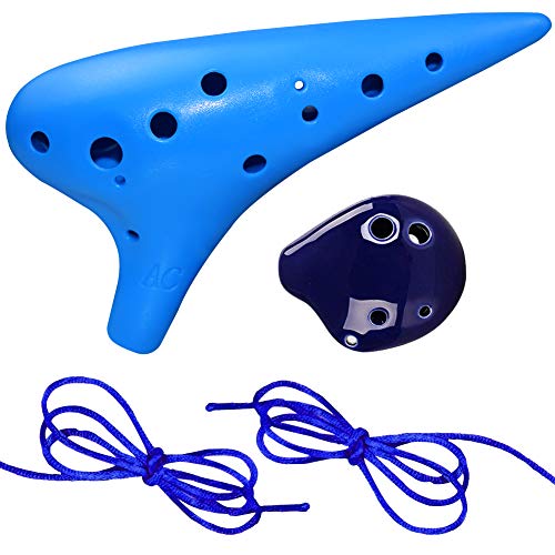 Ocarina - WENTS 12 Hole Plastic Ocarina Blue and 6 Hole Ceramic Ocarina Purple for Ocarina Instrument Amateurs and Beginners