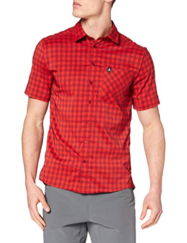 Odlo Nikko MHz SS, Camisa Hombre, Hombre, Nikko Check SS, Red Dahlia/Fiery Red, M