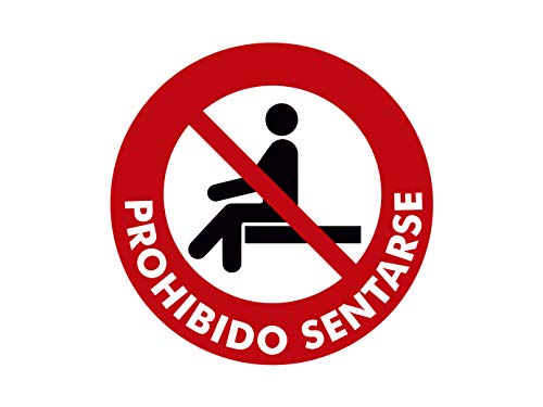 Oedim Pack 20 Señales de Pegatina Prohibido Sentarse | Fabricadas en Vinilo Adhesivo | 5x5 cm| Adhesivo Resistente y Económico