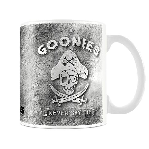 Oficial los Goonies nunca dicen mueren cráneo logotipo gris taza de café - en caja regalo Retro