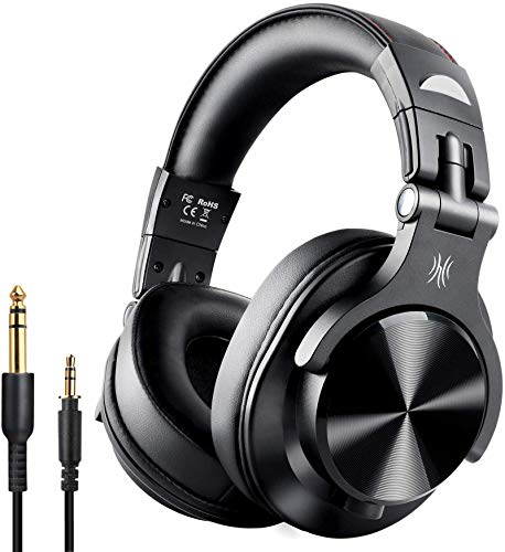 OneOdio FUSION A7 Auricurales Circumaurales Inalámbricos de Cable 3.5mm, Diadema Cerrado 90°Ajustable Auricurales Plegables Bluetooth con Micrófono de 40mm y Calidad de Sonido Profesional de DJ