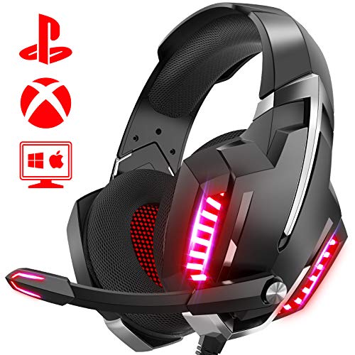 ONIKUMA Cascos Gaming, Auriculares PS4 con Sonido envolvente Efecto de cancelación de ruido Micrófono y luz LED, Auriculares Gaming Compatible con Xbox One/ PC /Laptop ONIKUMA Cascos Gaming, Auriculares PS4 con Sonido envolvente Efecto de cancelación de ruido Micrófono y luz LED, Auriculares Gaming Compatible con Xbox One/ PC /Laptop