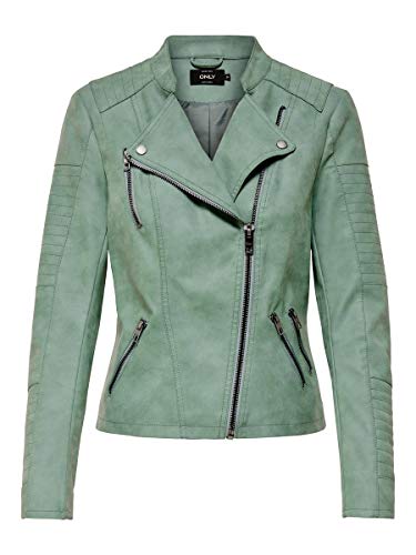 Only ONLAVA Faux Leather Biker OTW Noos Chaqueta, Grün (Chinois Green Chinois Green), 34 EU para Mujer