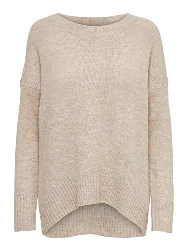 Only ONLNANJING L/S Pullover KNT Noos Suter Pulver, Beige (Detalle de la Imagen: W. Melange), L para Mujer