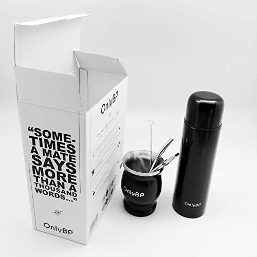 OnlyBP - Mate Argentino Kit Yerba, Incluye 2 Bombillas, Termo, Cepillo de Limpieza y Vaso de Acero Inoxidable OnlyBP - Mate Argentino Kit Yerba, Incluye 2 Bombillas, Termo, Cepillo de Limpieza y Vaso de Acero Inoxidable