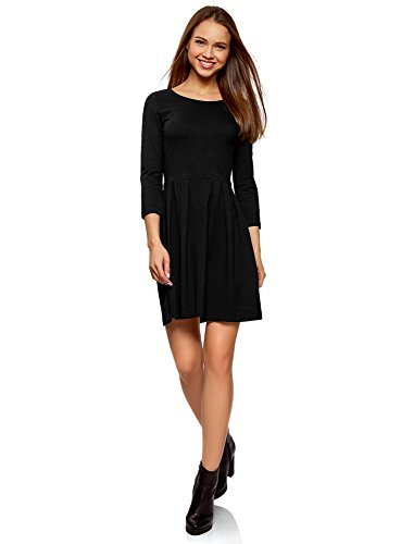 oodji Ultra Mujer Vestido de Punto Entallado, Negro, ES 34 / XXS