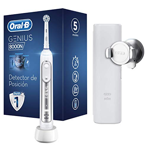 Oral-B Genius 8000N CrossAction Cepillo eléctrico, 1 plata mango conectado, 5 modos blanqueado, sensible, encías, 1 cabezal, funda de viaje Premium Oral-B Genius 8000N CrossAction Cepillo eléctrico, 1 plata mango conectado, 5 modos blanqueado, sensible, encías, 1 cabezal, funda de viaje Premium