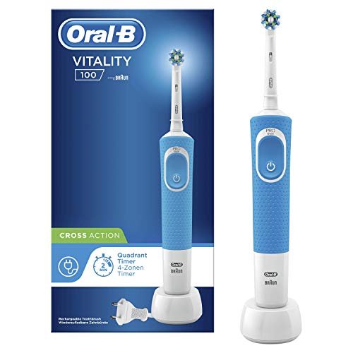 Oral-B Vitality 100 Cepillo Eléctrico Recargable con Tecnología de Braun, 1 Mango Azul, 1 Cabezal de Recambio CrossAction Oral-B Vitality 100 Cepillo Eléctrico Recargable con Tecnología de Braun, 1 Mango Azul, 1 Cabezal de Recambio CrossAction
