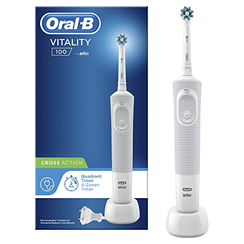 Oral-B Vitality 100 Cepillo Eléctrico Recargable Con Tecnología De Braun, 1 Mango Blanco, 1 Cabezal De Recambio CrossAction Oral-B Vitality 100 Cepillo Eléctrico Recargable Con Tecnología De Braun, 1 Mango Blanco, 1 Cabezal De Recambio CrossAction