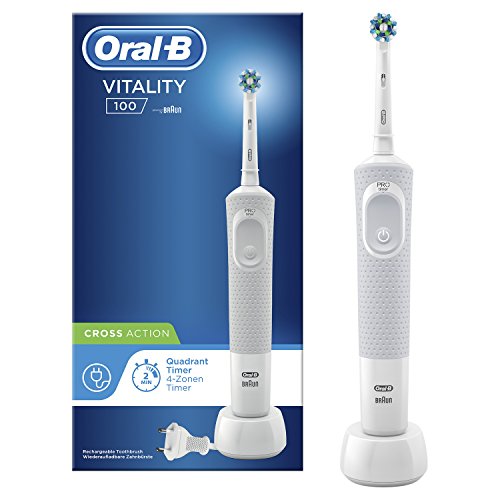 Oral-B Vitality 100 Cepillo Eléctrico Recargable Con Tecnología De Braun, 1 Mango Blanco, 1 Cabezal De Recambio CrossAction