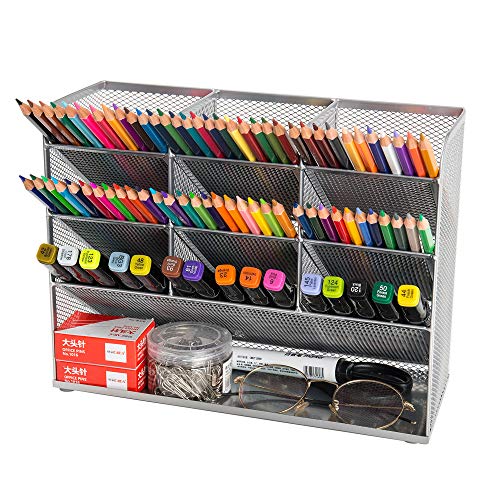 Organizador de Escritorio de Malla Caja de Soporte de Bolígrafo de Escritorio Multifuncional para Oficina en Casa Estante de Almacenamiento de Suministros Escolares (Plata01) Organizador de Escritorio de Malla Caja de Soporte de Bolígrafo de Escritorio Multifuncional para Oficina en Casa Estante de Almacenamiento de Suministros Escolares (Plata01)
