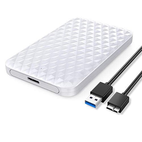 ORICO Caja Externa Disco Duro 2.5'' Carcasa Disco Duro Externo USB 3.0 a SATA 3.0 con UASP para HDD o SSD SATA I II III de 2.5 Pulgadas y 7-9.5 mm de hasta 4TB, sin Herramientas (Blanco)