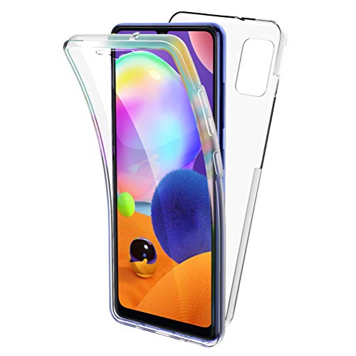 Oududianzi Funda para Samsung Galaxy A31, 360 Grados Protección Diseñada, Transparente Ultrafino Silicona TPU Frente y PC Back Carcasa Belleza Original Funda de Doble Protección - Transparente