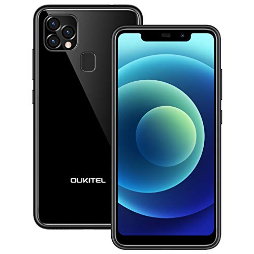 OUKITEL C22 Teléfono Móvil Libres, Octa-Core Android 10 128GB ROM(SD 256GB),5.9" 19:9 U-Notch Pantalla,4000 mAh Batería 10W Carga Rapida,Cámara Trasera Triple 13MP,Face ID/GPS/Fingerprint (Negro)