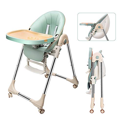 OUNUO Trona para Bebe Evolutiva, Trona para bebés con bandeja extraíble, Ajustable y Plegable con 4 ruedas, crece con el niño 0 meses - 6 años,Segura-Verde OUNUO Trona para Bebe Evolutiva, Trona para bebés con bandeja extraíble, Ajustable y Plegable con 4 ruedas, crece con el niño 0 meses - 6 años,Segura-Verde