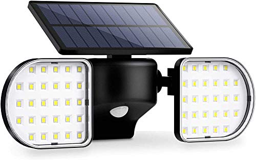 OUSFOT Luz Solar Exterior 56 LED Foco Solar con Sensor de Movimiento Lámpara Solar de Seguridad Impermeable IP65 360 ° Ajustable para Entrada Garaje Patio y Jardín