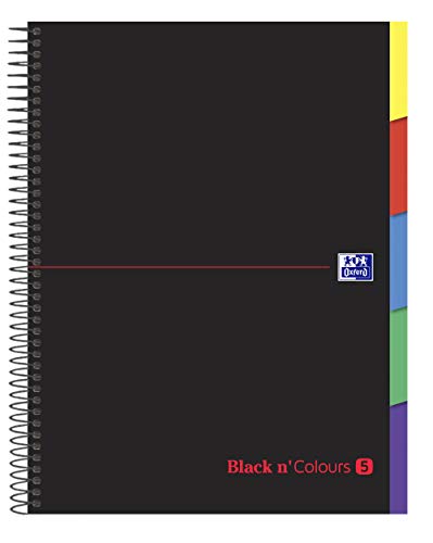Oxford Black N'Colours - Europeanbook multiasignatura espiral, tapa extradura A4+, 1 línea, rojo