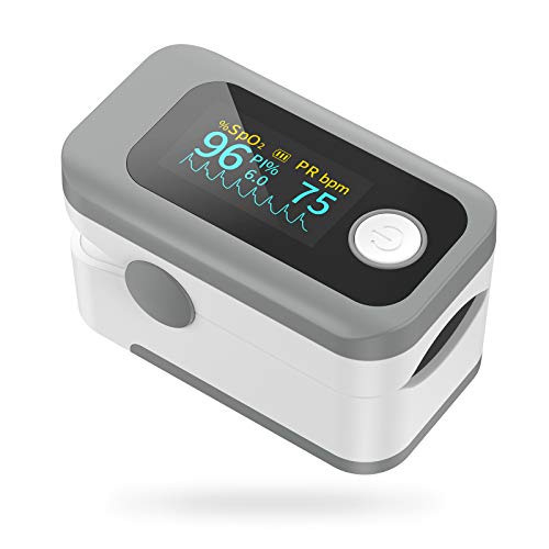 Oxímetro de Pulso Wawech Pulsioxímetro de Dedo digital profesional con Pantalla LED para medidor de oxigeno en sangre（SpO2）PR y PI