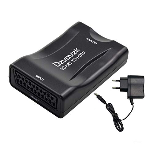 Ozvavzk Scart HDMI Convertidor,Euroconector a HDMI Adaptador HD Stereo Vídeo Compuesta Reproductor para HDTV STB PS3 DVD BLU-Ray etc.