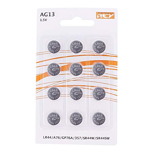 Pack de 12 Pilas AG13 1,5V Tipo Botón de Litio, LR44, A76, GP76A, 357, SR44W, SR44SW