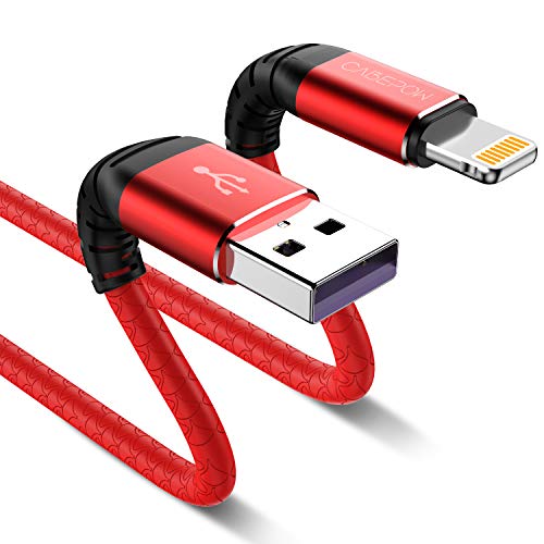 Pack de 2 cables de carga larga para iPhone, [MFi Certified] 2 metros de cable Lightning, carga rápida, iPhone USB para iPhone 11/XS/XSMax/XR/X/8/8 Plus/7/7Plus/6s/6/6Plus/5S/5, iPad, rojo