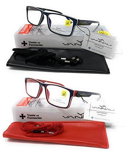 Pack de 2 unidades de Gafas de lectura, presbicia, vista cansada, Diseño en Colores"Tricolor" (x1 Negro x1 Azul Marino, 2,00)