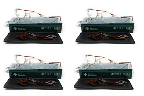 Pack de 4 unidades de Gafas de lectura, presbicia, vista cansada, Metal"Milano Gold" +1,00 o +1,50 (+1,50) Pack de 4 unidades de Gafas de lectura, presbicia, vista cansada, Metal"Milano Gold" +1,00 o +1,50 (+1,50)